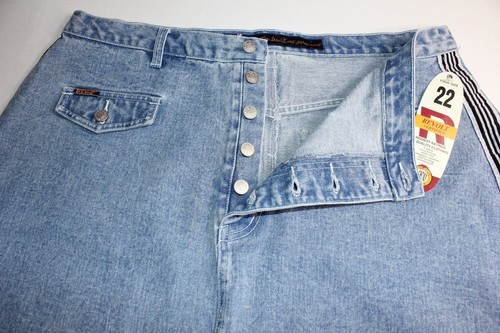 Falda vaquera retro para mujer REVOLT hasta la rodilla L talla grande 22 botones cierre tira lateral - Imagen 9 de 14