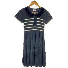 Red Valentino Womens Mini Dress M Black Wool Border Velvet Ribbon Auth
