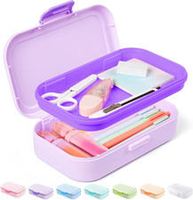 Double Layer Pencil Box, Plastic Pencil Case with Latch, Hard School Supply Box
