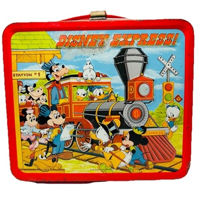 Vtg 1979 Disney Express Metal Lunchbox Aladdin Mickey Donald Goofy No Termos