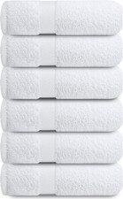 White Hand Towels for Bathroom - Set of 6 16X28 Inches 600 GSM, 100 Cotton Ul