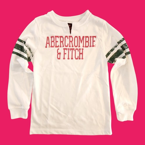 Girl's Small New Abercrombie & Fitch Long-sleeve T-Shirt Pink Green Vtg Logo Tee - Picture 7 of 7