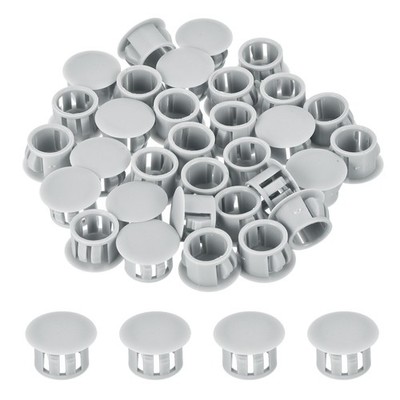 64Pcs 13mm Light Gray Nylon Plastic Round Locking Hole Plugs Insert End Caps