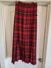Kinloch Anderson Tartan Kilted Skirt Pleated Sz 12 GB Buckle Scotland 100% Wool