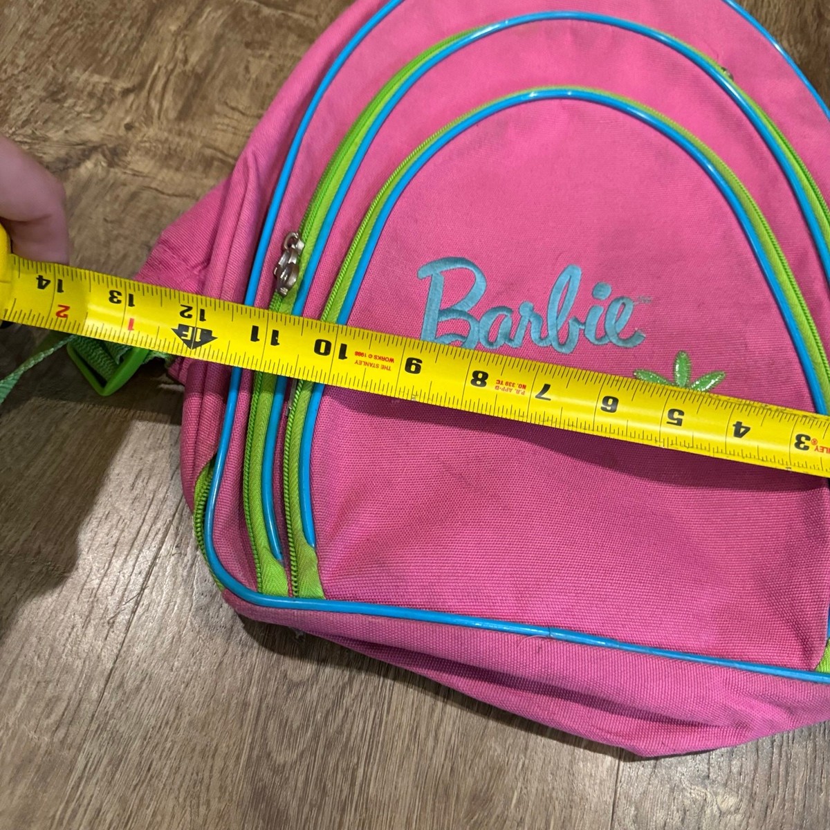 Vintage Barbie School Book Bag Backpack Pink / Green Zipper  display picture 3