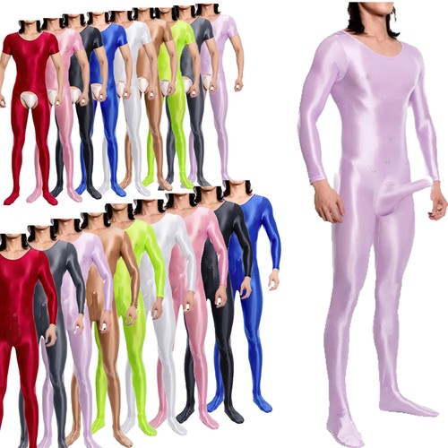 Mens Shiny Oily Lingerie Hollow Out Jumpsuits Short Sleeves Catsuits Nightwear - Picture 2 of 159