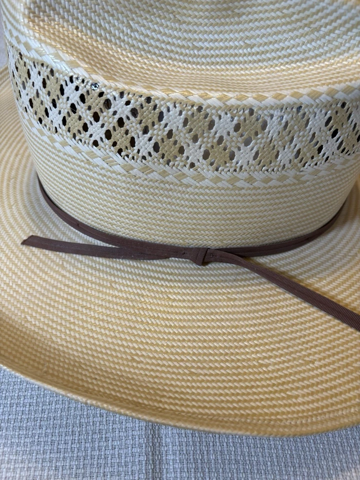 Соломенная ковбойская шляпа American Hat Company Style 1022, размер 7 7/8 Cattleman 4 дюйма с полями - Изображение 4 из 4