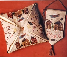 Homespun Elegance Counted Cross Stitch PEACE ON EARTH Pointedly Stitched V
