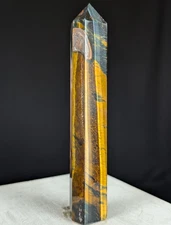 Tiger Eye Tower Blue Crystal Point Chakra Mineral Gemstone Wand Reiki
