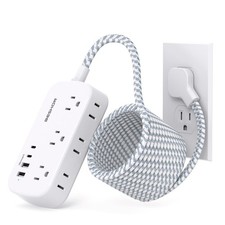 15FT Flat Extension Cord, Flat Plug Power Strip with USB C, Ultra Thin Flat P...