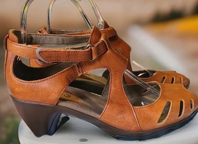 MERRELL Sandals Womens  Peep Toe Slingback Pumps Heel Brown  SZ 8M