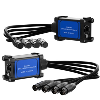 Elecan 3-Pin XLR Splitter Breakout Box With 2 Ft Patch Cable to RJ45 Ethercon...