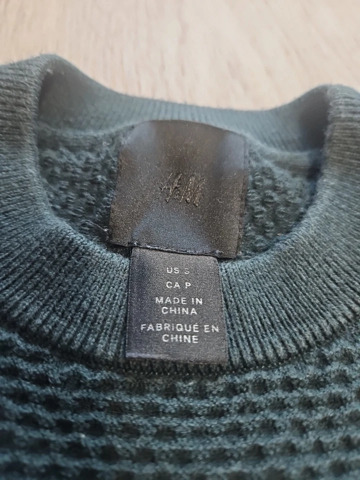 Suéter verde para mujer H&M talla pequeña cuello redondo manga larga mezcla de algodón vacaciones Foto 2 de 3