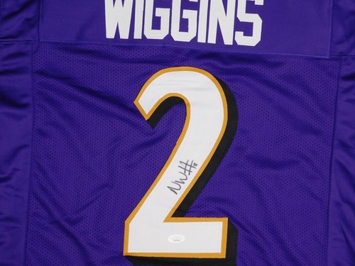 Nate Wiggins Signed Autographed Baltimore Ravens Purple Football Jersey JSA COA - Picture 2 of 3