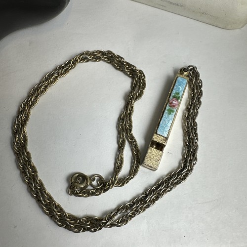 24 inch hand painted rose enamel Guilloche whistle necklace - Picture 4 of 6