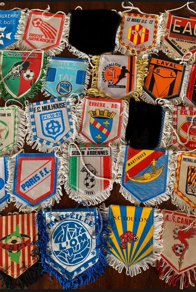 Lot Fanions Football Vintage Pennant Clubs Français D1 D2 Principalement - Photo 3/4