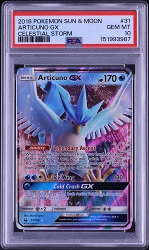 Articuno GX 31/168 Holo GX Ultra Rare Celestial Storm Pokemon PSA 10