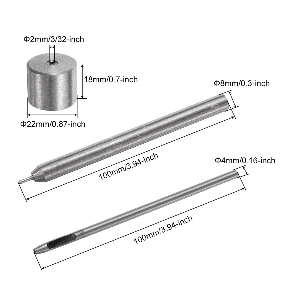 Пробойник для отверстий отверстий инструмент 2 мм набор люверсов для кожевенного ремесла - Изображение 4 из 4