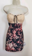 Asos black floral bustier corset mini dress 8 new 