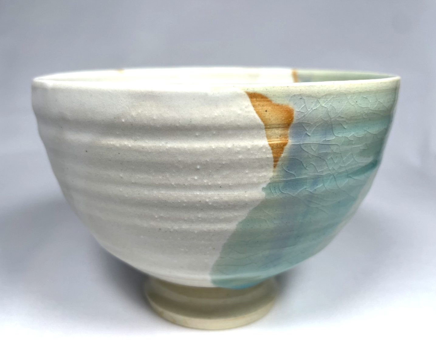 Globe Blue by Yoshifumi Hatakeyama Japanese Ceramic Sculpture Pottery Art #0005