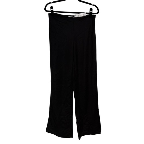 Mango MNG Black Wide Leg High Waisted Trousers Side Zip Pants Size M NEW