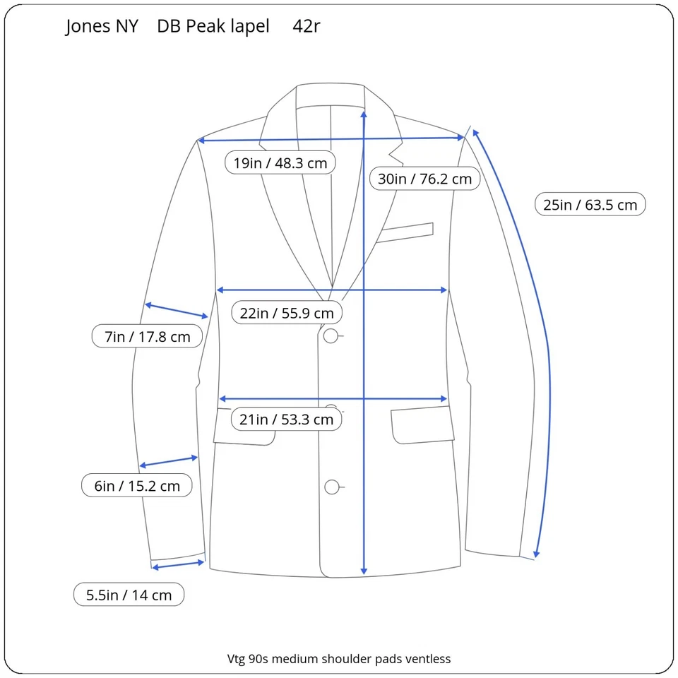 Traje De Colección Doble Pecho Pico Solapa 42r 34x31 Lana Negra Jones NY 90s Foto 2 de 4