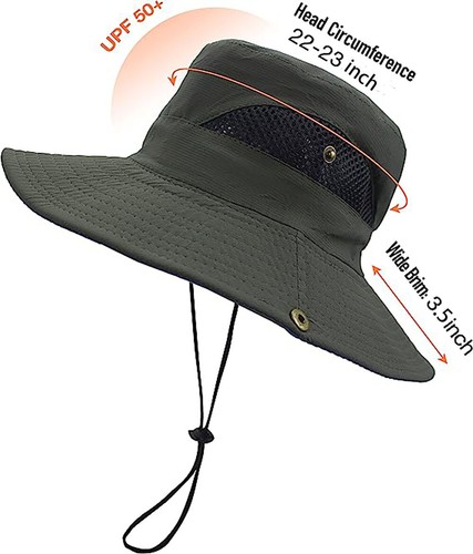 Men Women Wide Brim Sun Hat w/Neck Flap Foldable UPF 50+UV Protection Summer Cap - Picture 13 of 77