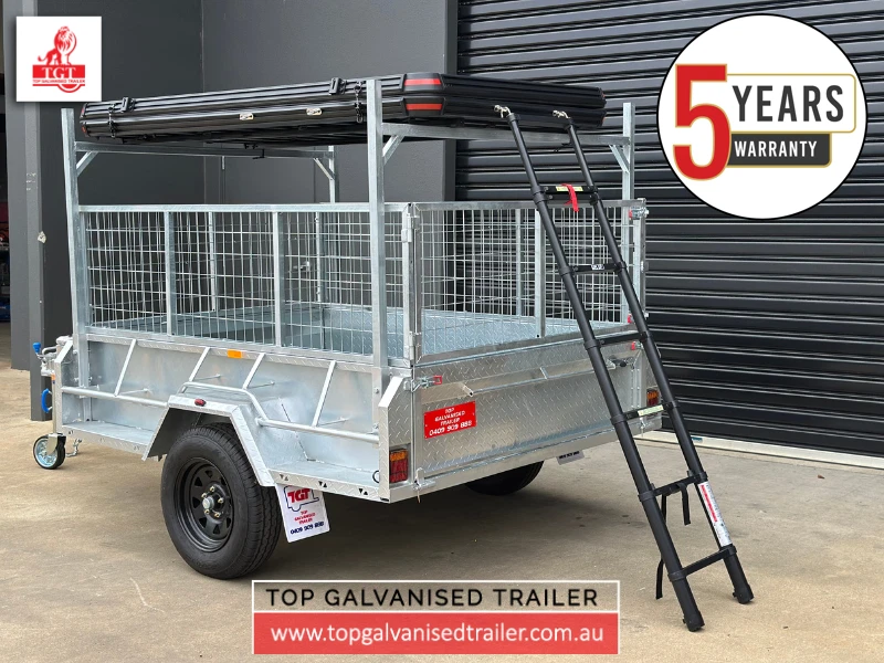 7x5 Single Axle Galvanised Trailer 1.4t ATM+ Rooftop Tent + Ladder Racks + 600mm - image 2 of 4