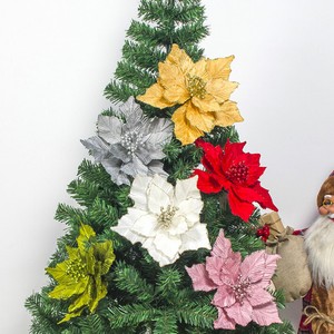 Details about 28cm Christmas Large Glitter Flowers Xmas Tree Hanging Wedding Party Decorations