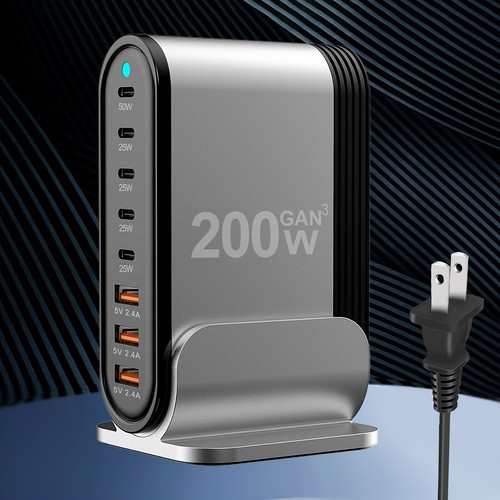 Fast USB-C Wall Charger 8-Port USB Hub Charging Station PD Power Adapter 200W US - Picture 7 of 8