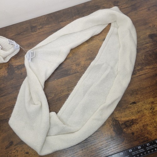 Liz Clairborne Pointelle White V-Neck Sweater with Scarf Size L Made in China - Picture 9 of 12