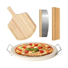 5 PCS Round Pizza Stone Set, 13" Pizza Stone for Oven and Grill with Pizza Pe...