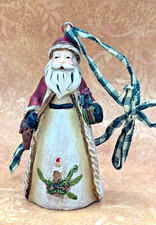 Old World Santa Resin Figurine Ornament w/ Ri...