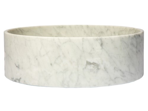 Eden Bath EB_S053CW-H Thin Lip Round Column Vessel Sink - Carrara Marble - 第 3/7 張圖片