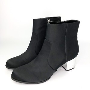 black booties with silver heel