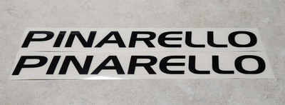 Pinarello 9x1'' pre cut black on clear high quality weather proof sticker 2pcs
