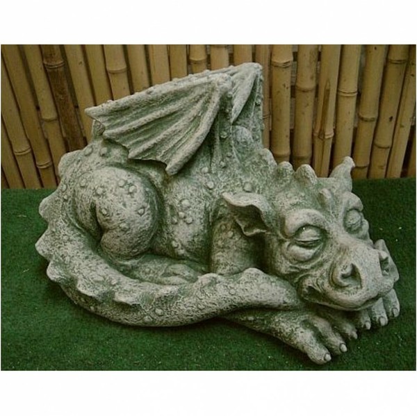 Drache Schlafend Klein Figur Aus Steinguss Neu Frostfest Steinfigur Neu PO-424-image