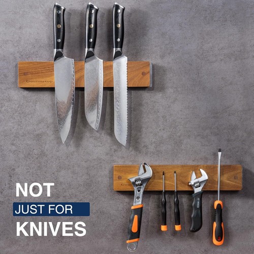 Magnetic Knife Holder Wall 12" Strip No Drilling Acacia Wood Refrigerator Strong - Picture 7 of 7