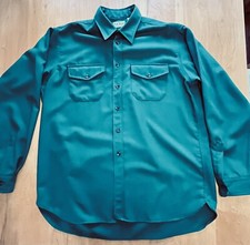 VTG LL Bean Shirt Mens Size XL Green Long Sleeve Button Up USA Made Polyester