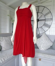 Coast Red 100% Silk Dress 12 Bubble Hem overlay drape Party