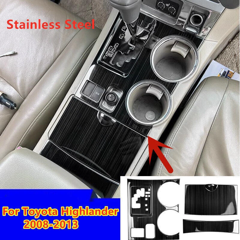 For Toyota Highlander 2008-13 Steel Central Console Gear Shift Panel Trim Cover - Image 2 of 4