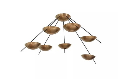 1950 Mid Century Stilnovo Brass Shade Sputnik Italian Chandelier Focus Light 7 A