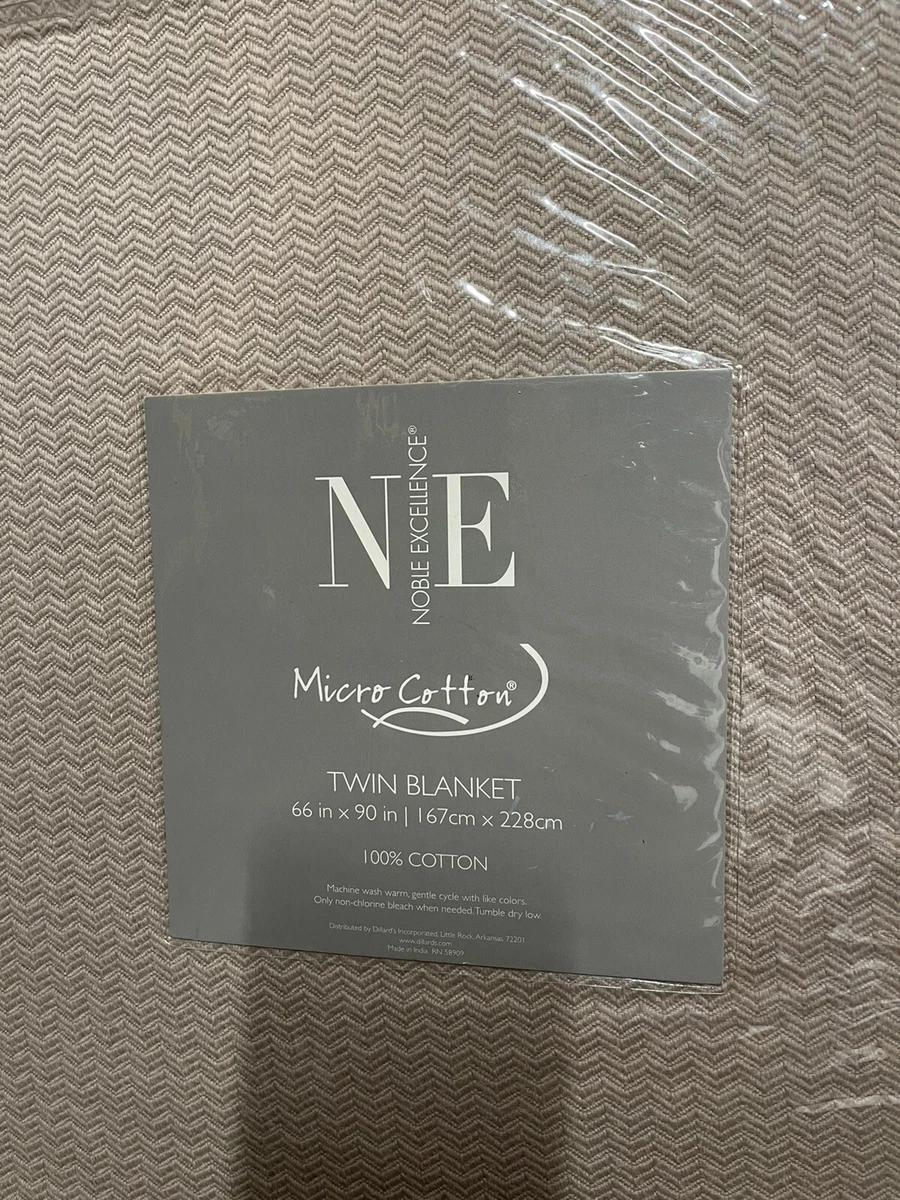 Noble Excellence 100 Cotton Blanket Twin 66 x 90 Taupe Beige Herringbone