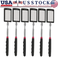 8X Inspection Mirror LED Light Mechanic Telescoping illuminate Swivel Extendable
