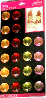 Gems Large Round Yellow Pink Red Orange Diva Dance Bling Jolee's Stickers Craft