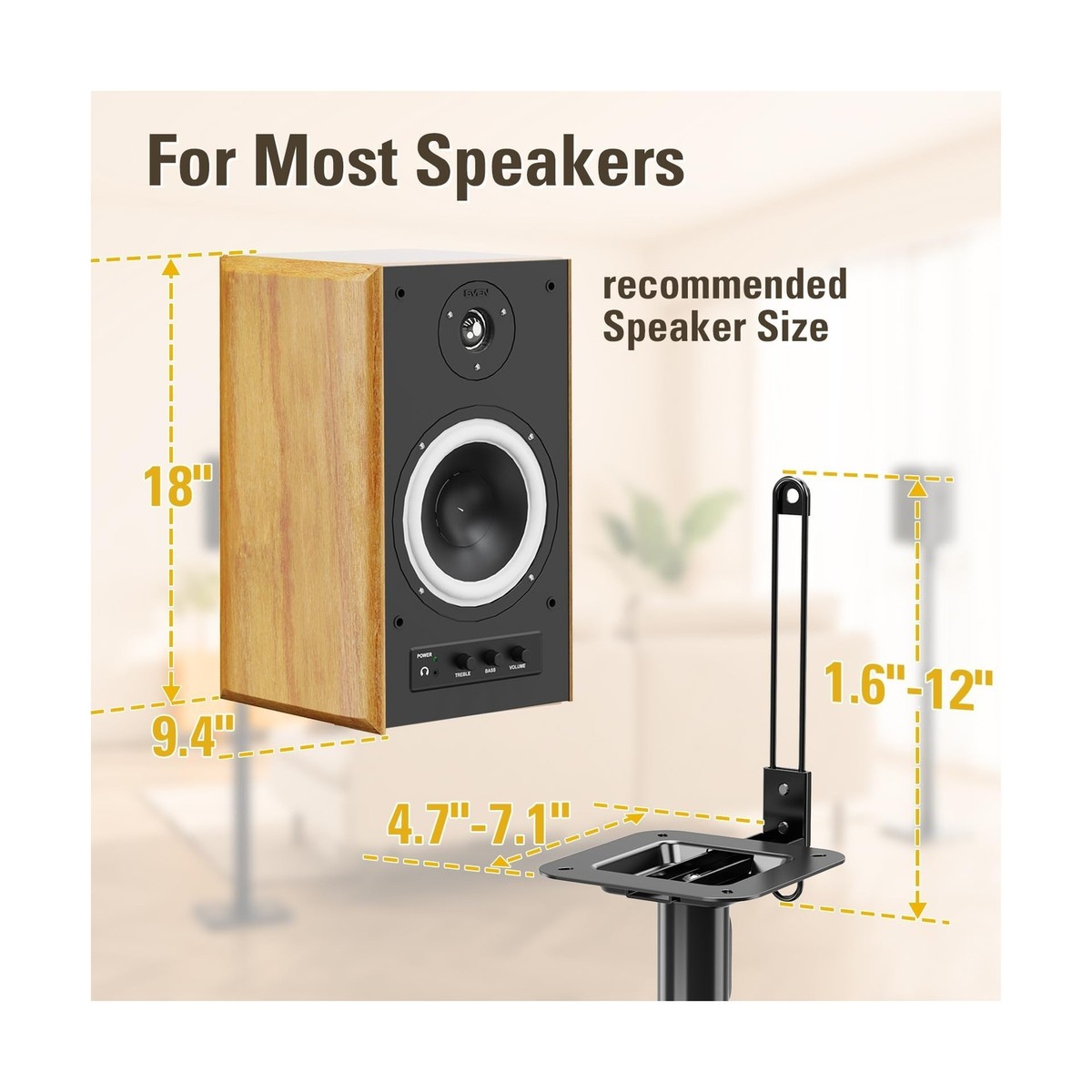 Mounting Dream Speaker Stands Height Adjustable Bookshelf
