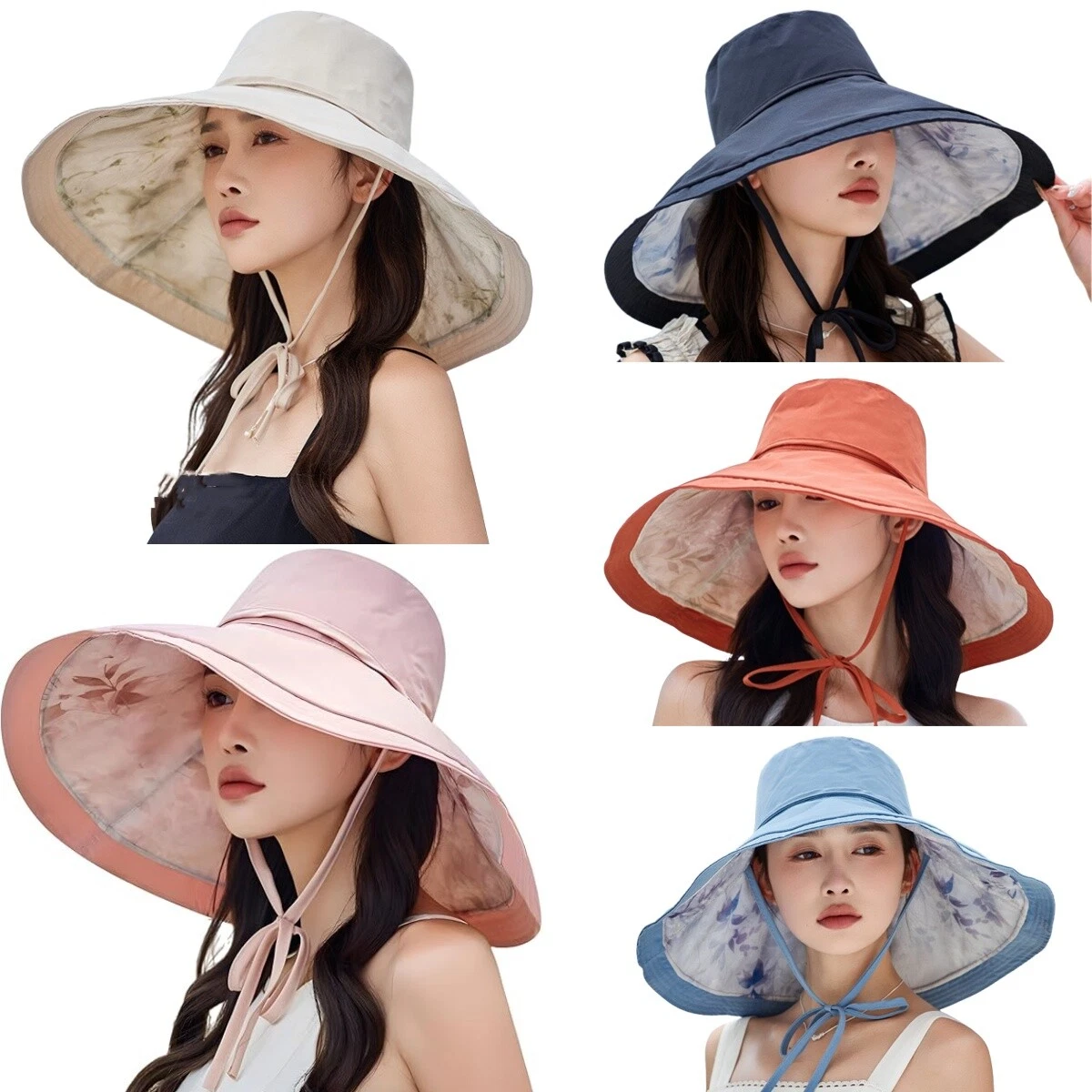 Reversible Large Wide Brim Womens Summer Sun Floppy Hat Beach Bucket Fishing Hat