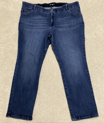 LEE Flex Motion Women's Plus 26W Long Tummy Slimming Straight Jeans Stretch Blue