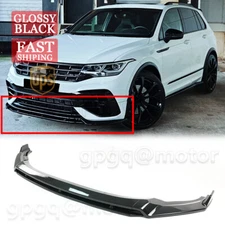 For VW Tiguan MK2 R-Line 2022-2024 GT Style Gloss Black Front Bumper Lip Spoiler