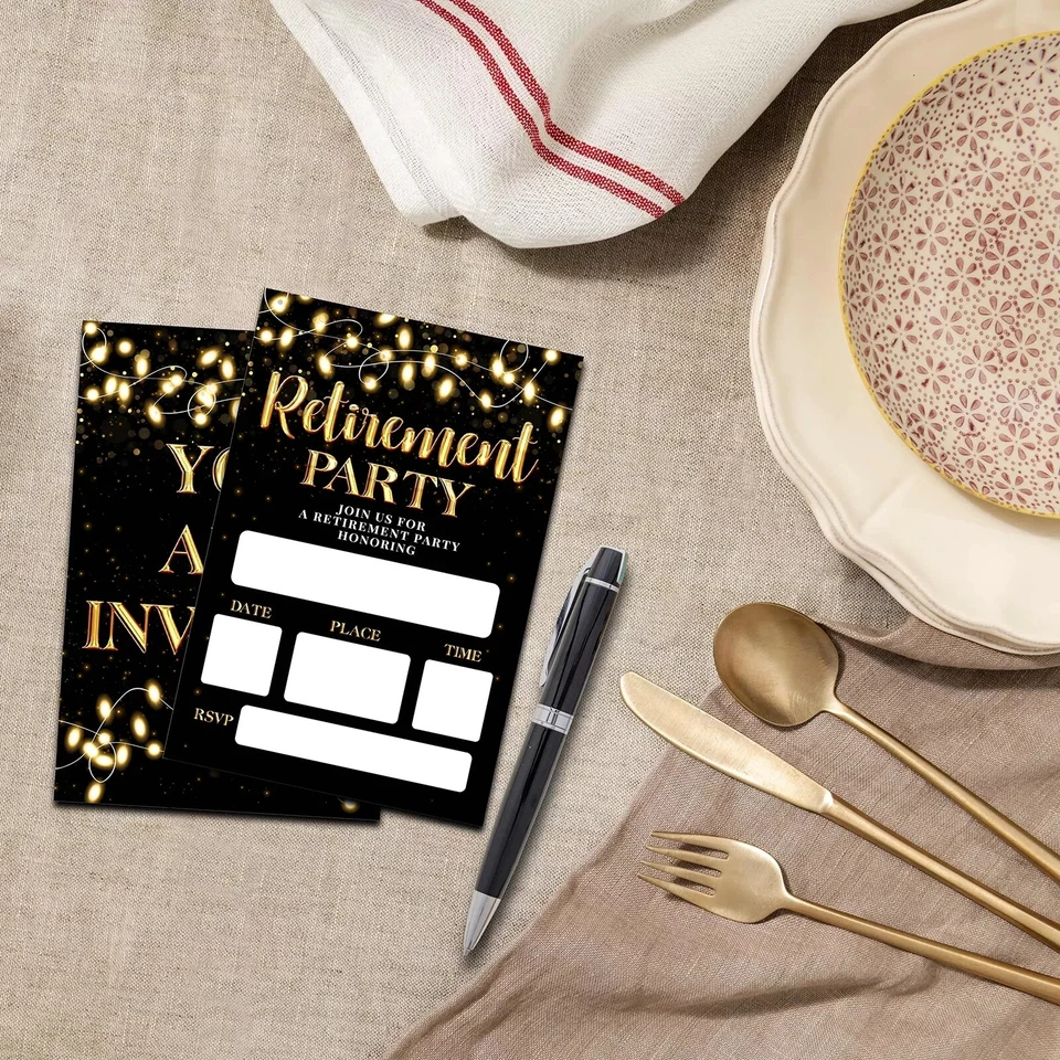Retirement Party Invitations Black & Gold Retirement Invitation Cards For Men... - Image 2 of 4